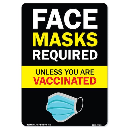 Signmission PSA Face Mask Required Unless You Have Been Vaccinated 10in X 7in Wall Graphic, OS-NS-RD-710-22681 OS-NS-RD-710-22681